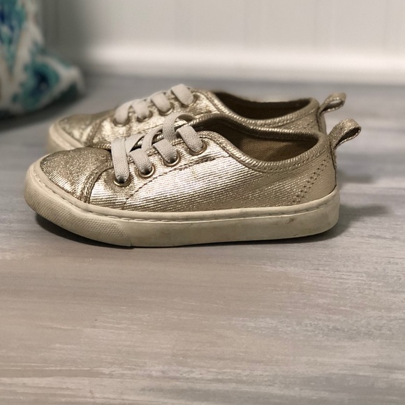 5/$25 Old Navy Metallic gold slip-on sneakers - Picture 4 of 5